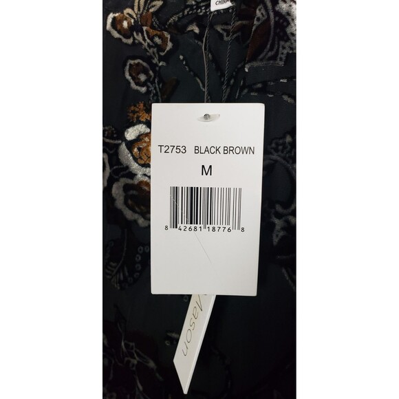 Koko + Mason Floral Blouse M Black Velvet Burnout WhimsiGoth Dark Fairy Witchy - Picture 7 of 13